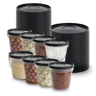 Imagem de Balde Com Tampa Preta Ideal Para Doces E Compotas - 7 Pçs - Nastripack