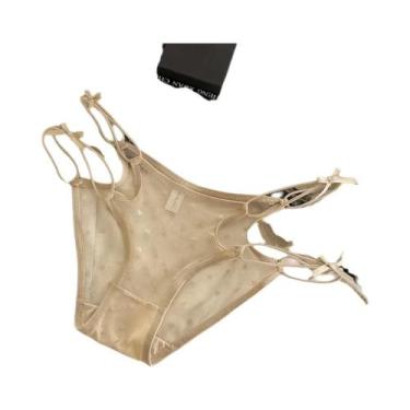 Imagem de Calcinhas Sexy Femininas De Cintura Baixa Em Renda E Malha Com Alças, 