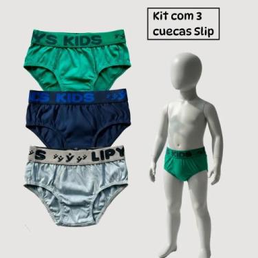 Imagem de Kit 3 Cuecas Infantil Masculina Algodão Lyps Slip Cós 312 - Fashion Ne