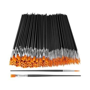 Imagem de Conjunto De Pincéis De Nylon Planos E Redondos Com Ponta Para Pintura 