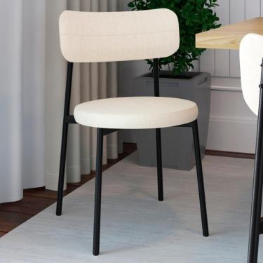 Imagem de Cadeira De Jantar Estofada Fixa Nyka M25 Linho Palha - Mpozenato