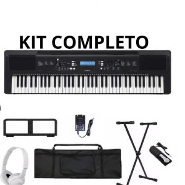 Imagem de Kit Teclado Yamaha Psr E483 Modelo Novo Com Suporte E Pedal