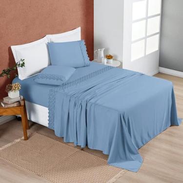 Imagem de Jogo De Lençol Casal 4 Peças Nobless Micropercal  200 Fios Bordado - B