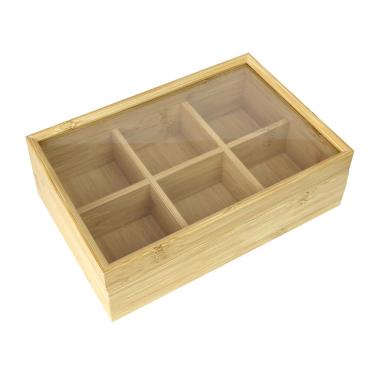 Imagem de Caixa Multiuso De Mdf Com 6 Divisórias E Com Tampa De Acrílico 