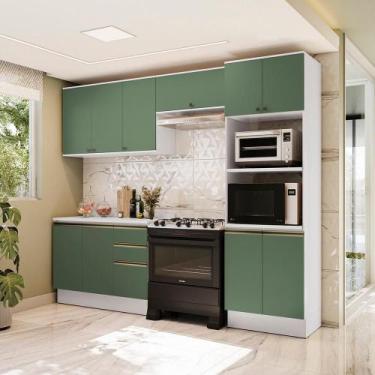Imagem de Armário De Cozinha Completa Torre Quente 100% Mdf 270cm Branco/verde C