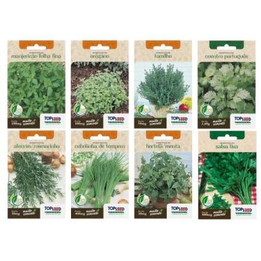 Imagem de Kit 8 Sementes de Horta Temperos Alecrim Cebolinha Hortela Manjericao 