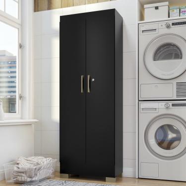 Imagem de Armário Sapateira Multiuso 2 Portas Com Chave Essencial - Preto