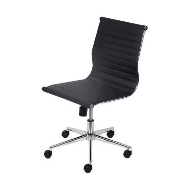 Imagem de Cadeira Esteirinha Baixa Corino Preta Base Rodízio Sem Braco