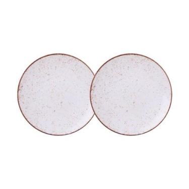 Imagem de Jogo De Pratos Rasos 2 Peças Rústico 25 Cm Porcelana Decorada Tramonti