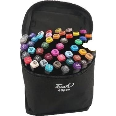 Imagem de 24/36/48/60/80/120 peças Caneta Marcadora Ponta Dupla Aquarela Combo Touch Marcadoras Arte Desenho Cores Vibrantes Código por Cor Segurança Certificada Ideal para Estudantes Artistas Adultos (48)