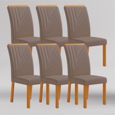 Imagem de Conjunto 6 Cadeiras de Jantar em Mdf Miami Yescasa Freijó/Camurça