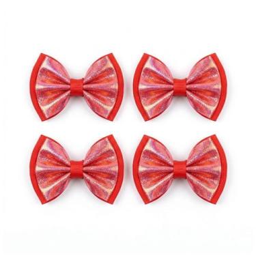 Imagem de Kit 4 Presilhas de Cabelo Laço Infantil Brilhante Acessório Feminino -