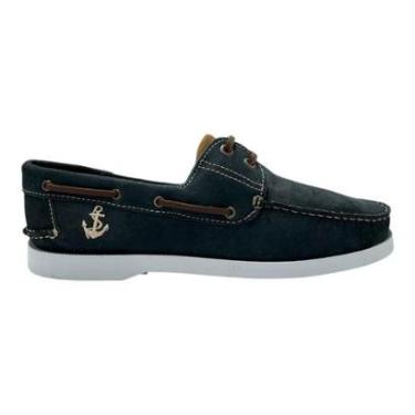 Imagem de Deckshoes Samello Reef Couro Nobuck Marinho Navy Taupe Mocassim Náutico Âncora Edicão Especial-Masculino