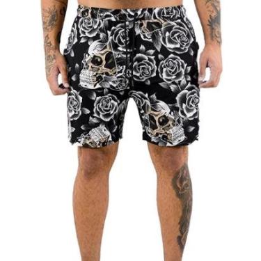 Imagem de Shorts Mcd Caveira E Rosas Masculino-Masculino