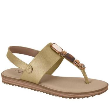 Imagem de Sandália Rasteira Feminina Modare Pedrarias Conforto 7141120, Dourado,