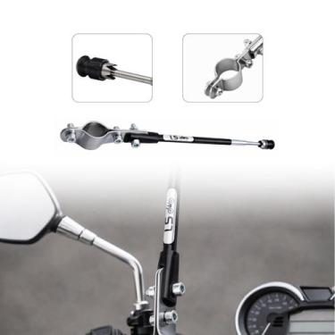 Imagem de Antena Retrátil Corta-Pipa Preta para Guidão de Moto Cromado 6 Estágio
