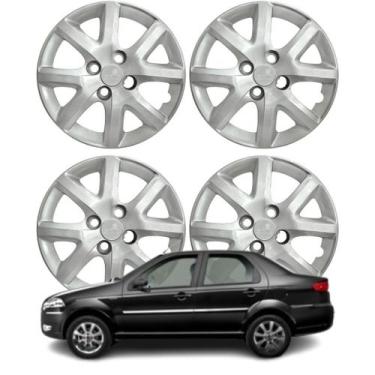 Imagem de Jogo Calota Aro 13 Fiat Siena EL 1.4 2014 Cubo Baixo Prata - Grid Calo
