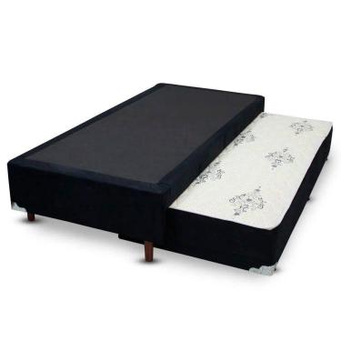 Imagem de Cama  Box Bicama  Auxiliar Solteiro  Suede Espuma 8cm 40x88x188 Preto