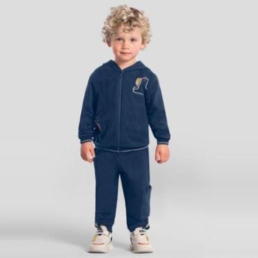 Imagem de Conjunto infantil em moletom com estampa de ursinho Brandili-Masculino