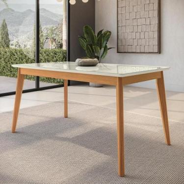 Imagem de Mesa de Jantar em Madeira Maciça Kappesberg Canela/Off White 160cm