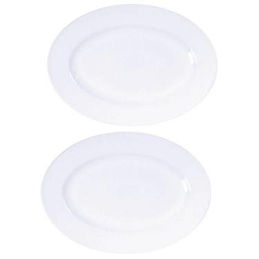 Imagem de Kit 2 Travessas de Porcelana Branca Oval 32x25cm Tramontina Baixela Maria Augusta