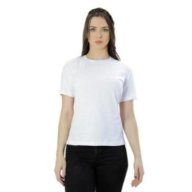 Imagem de Camiseta Ixória Básica Feminina Gola Redonda Branca, Branco, P