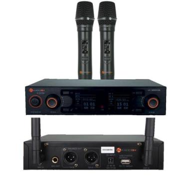 Imagem de Microfone sem fio Mão Duplo UHF Digital com bateria K502M - Kadosh