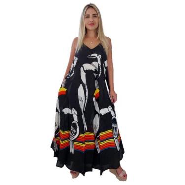 Imagem de Vestido Feminino Indiano Alça Trapézio Longo Plus Size-Cod.5037 - ALÉC