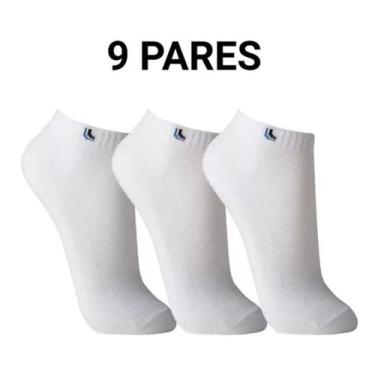Imagem de Kit 9 Pares de Meias Cano Curto Algodão Lupo Original 3225, Branco, Pr