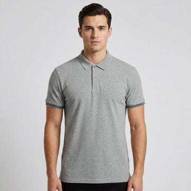 Imagem de Camisa Polo Dudalina Gola Jacquard In26 Cinza Masculino, M