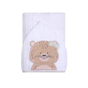 Imagem de Toalha de Banho Bebê Soft Fralda com capuz bordado Papi Friends 90cm x