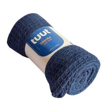 Imagem de Manta Para Sofá 1,20x1,80 Zigzag com Franja - YANGZI, Azul escuro