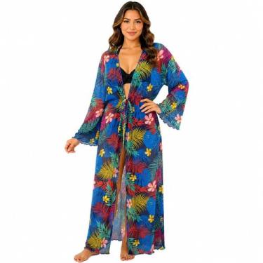 Imagem de Saída De Praia/ Kimono LongoTule Com Transparência Verão - Corpo Doura