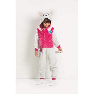 Imagem de Macacao Longo Plush Capuz Infantil Menina Lessa Kids 7720, Cinza, TAM 