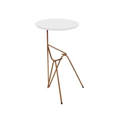 Imagem de Mesa De Canto Lateral Mesinha Bambino Base Cobre e Tampo Branco - Toc 
