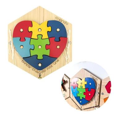 Imagem de Painel Sensorial Colmeia Coração TEA Brinquedo Educativo Inclusão Soci