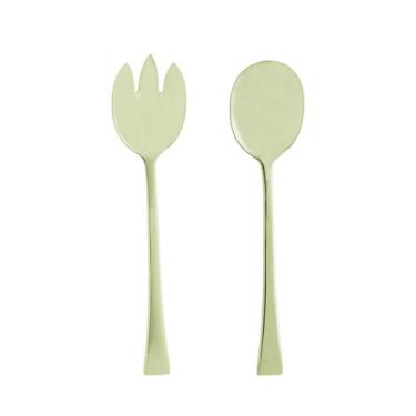 Imagem de Conjunto 2pç Colher e Garfo para salada de aço inox Berna champanhe fo