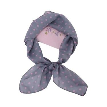 Imagem de Lenço De Chiffon Elegante Retro Com Estampa De Pontinhos, Leve, Macio 