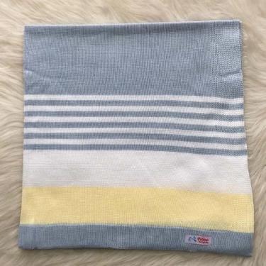 Imagem de Manta Listrada Bebê Tricot Maternidade Infantil - mimo da cegonha, Azu