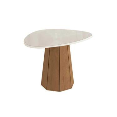 Imagem de Mesa Multiuso Cozinha Jade c/ Tampo Madeirado c/ Vidro 135x105cm Canel
