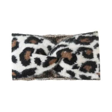 Imagem de Faixa De Cabelo Elástica De Lã Grossa Com Estampa De Leopardo, Aqueced