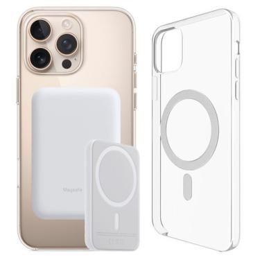 Imagem de Power Bank Carregador Portátil 5000 Mah e Capa Magnética Compatível iP