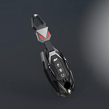 Imagem de YJADHU Porta-chaves de liga de zinco para chaveiro de carro capa, adequado para Nissan Versa Maxima Rogue Armada Sentra Qashqai X-Trail Infiniti FX35 QX50, chave E preta