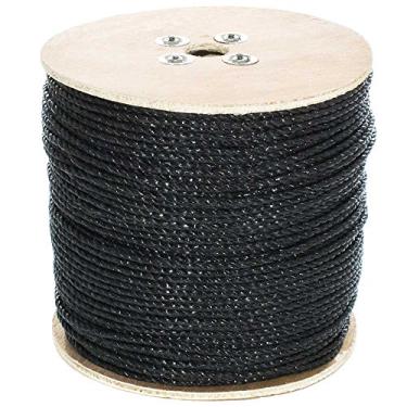 Imagem de Corda de polipropileno trançado de três fios PARACORD PLANET – Uso interno e externo (3/16 polegadas x 300 pés, preto)