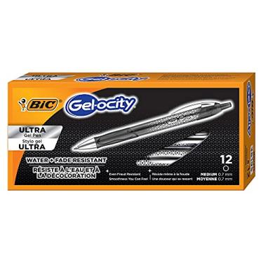 Imagem de BIC Canetas Gel-Ocity Ultra gel, ponta média, retrátil, 0,7 mm, caneta de gel de tinta preta, 12 unidades – pacote com 18
