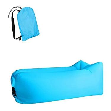 Imagem de MAOGEAR Espreguiçadeira portátil inflável, impermeável, cama preguiçosa para acampamento, praia, quintal, piscina, praia, viagens e piqueniques de acampamento (azul)