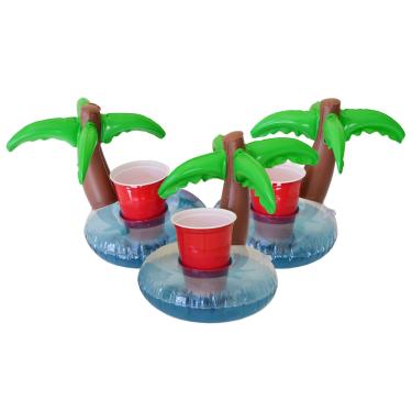 Imagem de GoFloats Suportes de bebidas infláveis para piscina e banheira de hidromassagem (pacote com 3) (escolha - unicórnio, flamingo, palmeira e mais)