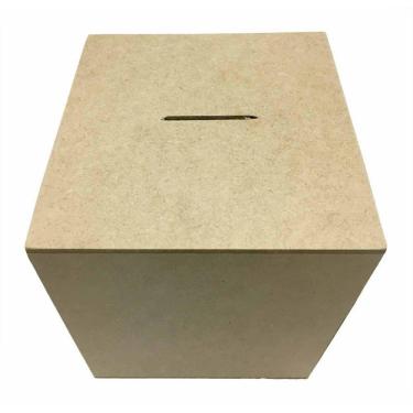 Imagem de Caixa Cubo Cofre G Mdf Liso 14X14X14 Cm