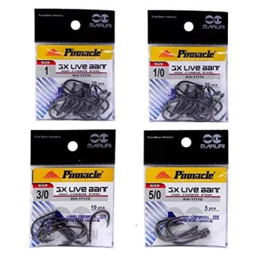 Imagem de Kit Anzol Pesca Maruri 3X Live Bait Aço Carbono N° 1 1/0 3/0 5/0-55 Peças