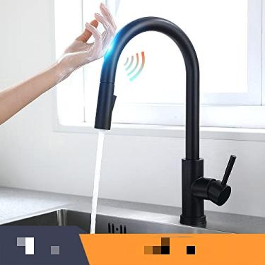 Imagem de Torneiras de cozinha de toque inteligente guindaste para sensor de torneira de água de cozinha misturador de pia de torneira giratória de toque misturador de água, 1005, preto, china